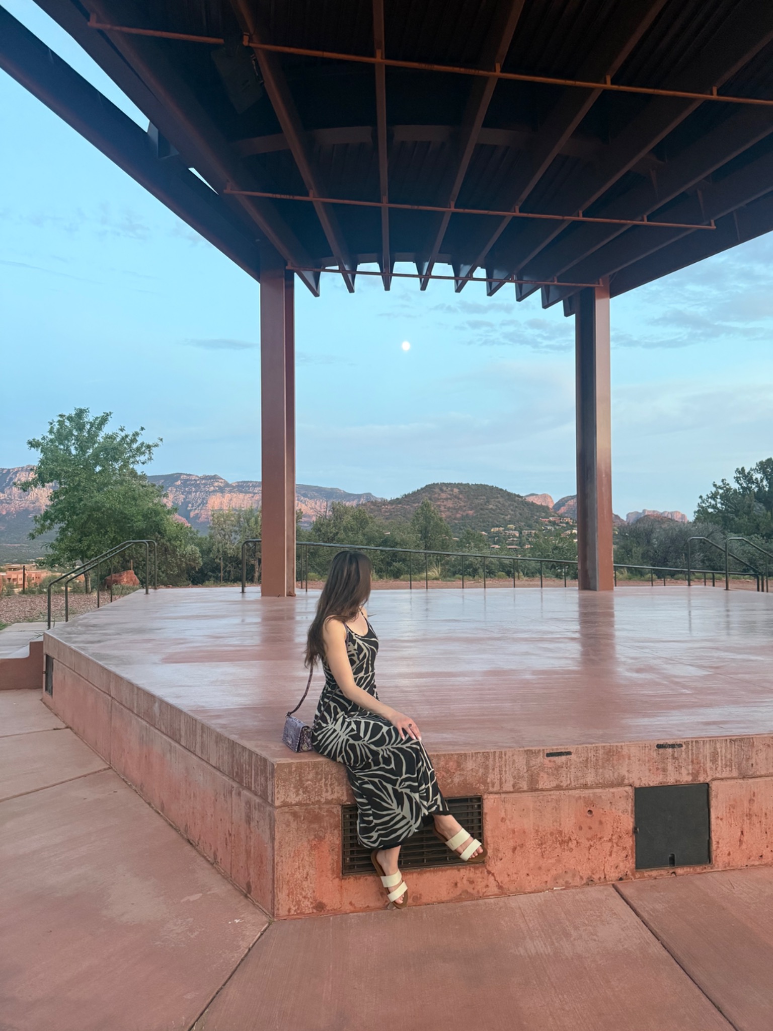 Jacquelyn Mikus at an outdoor stage in Sedona